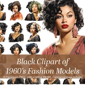 African American 1960's Fashion Models.  Black people clipart, African American clipart, Divas clipart, African American women.