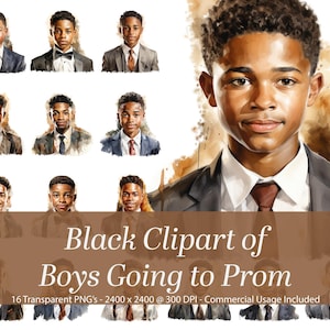 Adolescentes afroamericanos yendo a su fiesta de graduación. Imágenes Prediseñadas de personas negras. PNG transparente. Imágenes Prediseñadas de acuarela.