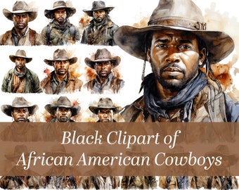 Watercolor African American Cowboy Clipart: Wild West PNG (Digital Download)