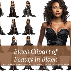 Beautiful black women dressed in their best black dress.  African American Clipart, Black People Clipart, Black Woman Clipart, Black Women.