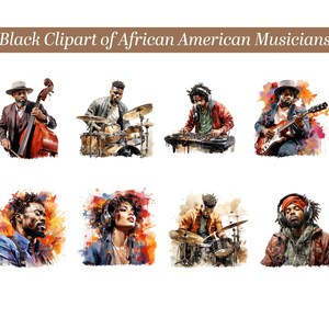 Afroamerikansk musiker akvarell clipart (transparent PNG) bild 4