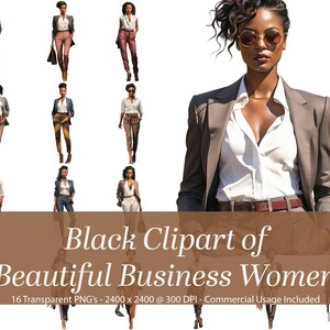Beautiful African American Business Women.  African American Clipart.  Black People Clipart.  Transparent PNG.  Commercial Use.