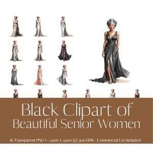 Beautiful Senior Black Women. Elderly African American Women Clipart, Sublimation, Scrapbooking, Print on Demand, Commercial Use, Digital.