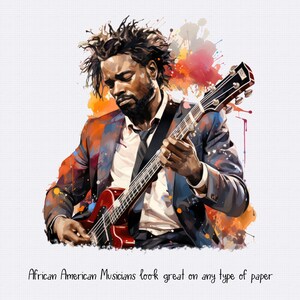 Afroamerikansk musiker akvarell clipart (transparent PNG) bild 5
