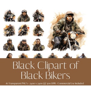 African American Biker Clipart: Rugged Men PNG (Digital Download)