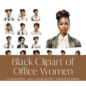 African American Clipart of beautiful Black Women dressed for the office.  Clipart, PNG, Transparent, Black Women Clipart. Commercial Use.