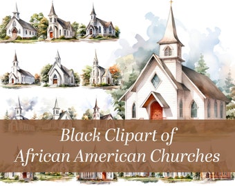Watercolor African American Church Clipart: Devotional PNG (Digital Download)