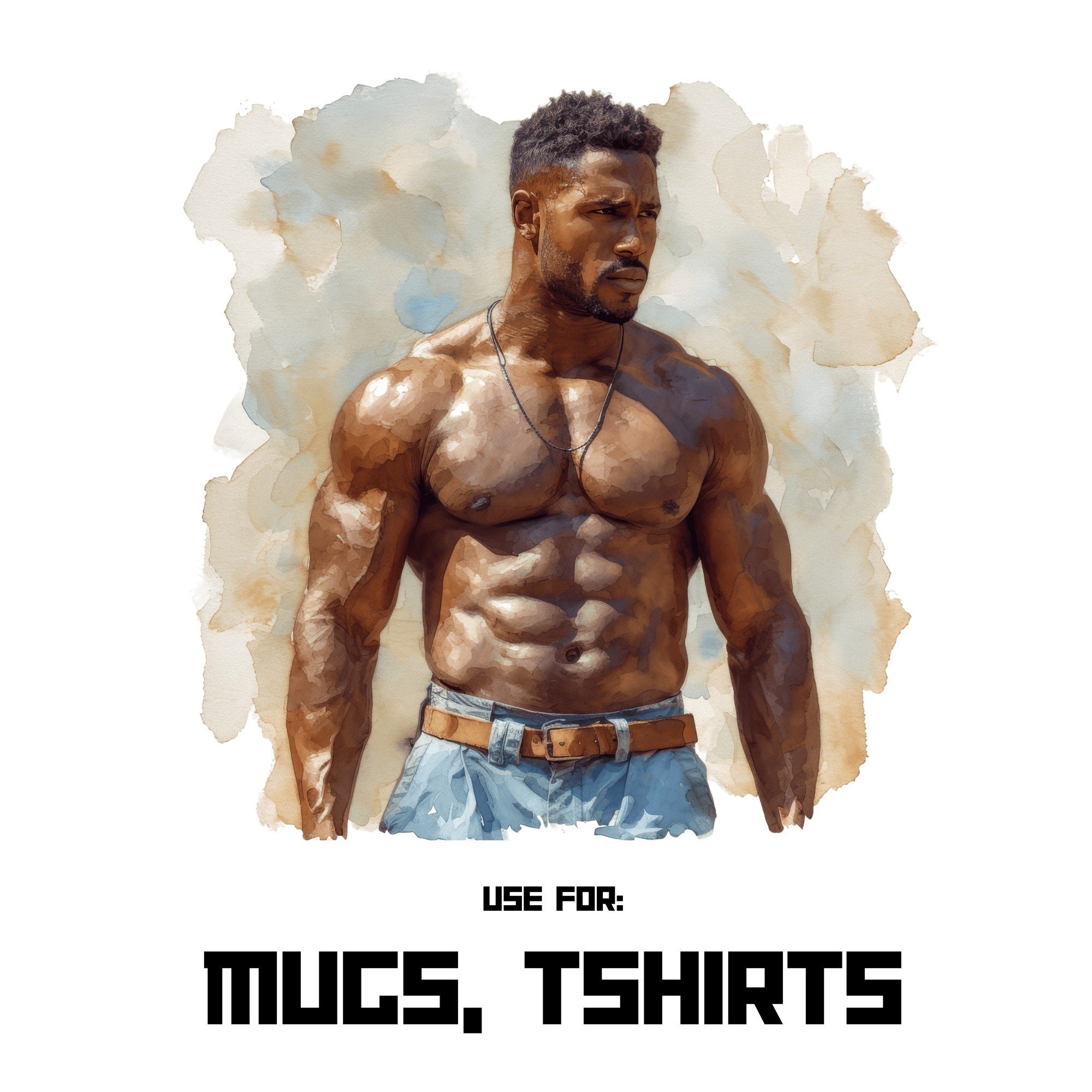 African American Bodybuilder Clipart: Buff Black Men (digital Download ...