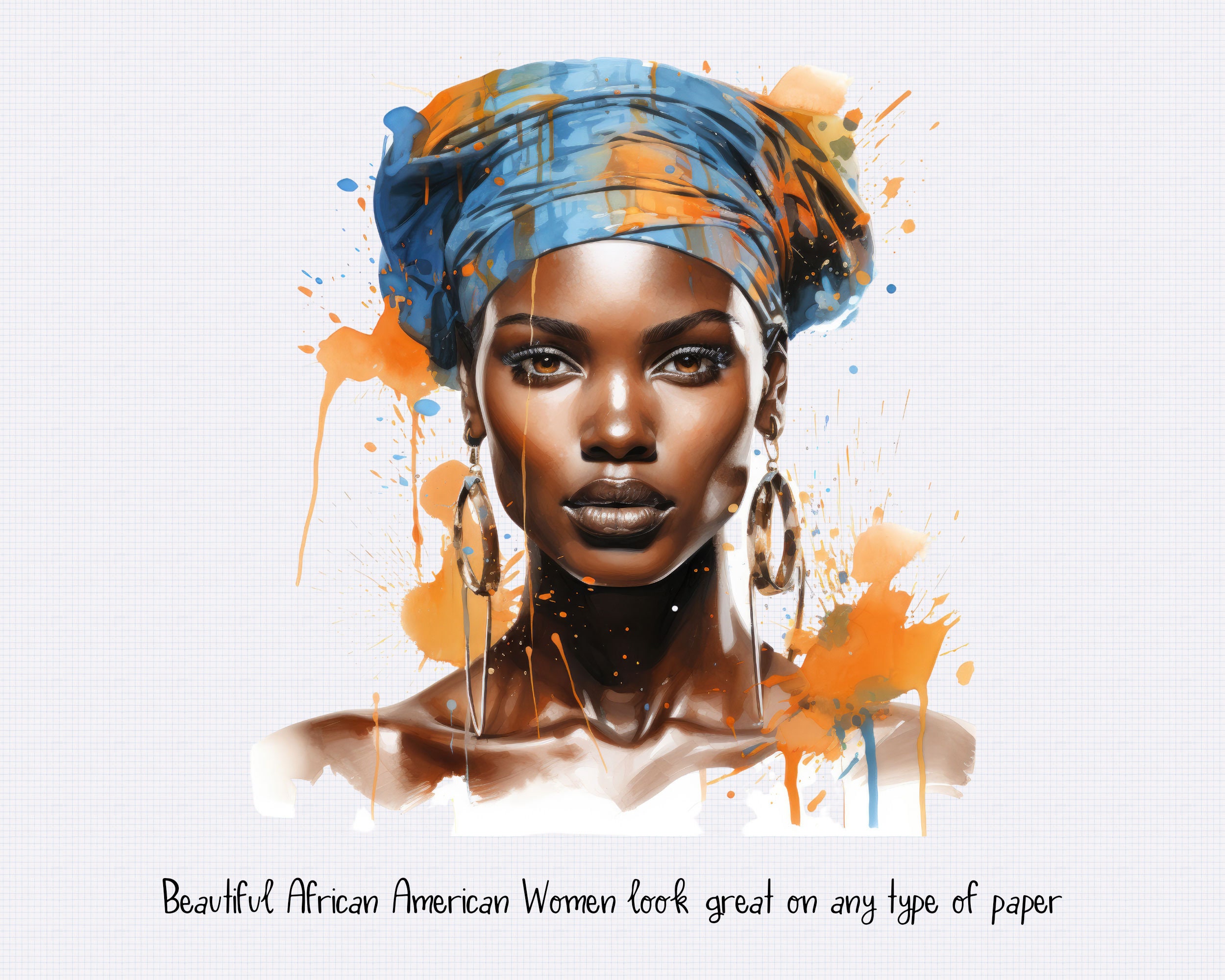 African American Women Watercolor Portrait Clipart Set (digital ...