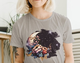 Himmlische Blume Motte T-Shirt Mond Grafik Tshirt, Luna Motte Shirt, Luna Motte Kleidung, Witchy Motte Goblincore Shirt, Luna Motte Tshirt