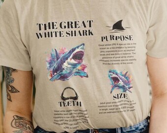 Shark Week Lover Tee Marine Biology Shirt, Sea Animal T-shirt, Vintage Aesthetic Shark Shirt, Great White Shark Tshirt, Protect The Locals