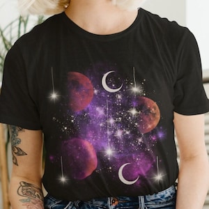 Celestial Shirt Moon T Shirts Moon Graphic T Shirt Moon Phase Astrology Astronomy, Mystic Moon And Stars Tshirt, 90s Celestial