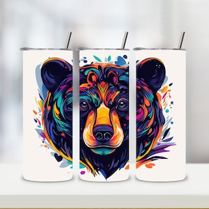 Bear 20oz Skinny Tumbler Wrap, Grizzly Bear Tumbler Wrap, Bear Sublimation PNG, Bear Forest Tumbler Wrap Design, Nature PNG, Mountain PNG