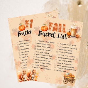 Fall Bucket List, Autumn To Do List, Custom Bucket List, Fall Printable, Autumn Template, Fall Fun Activities.