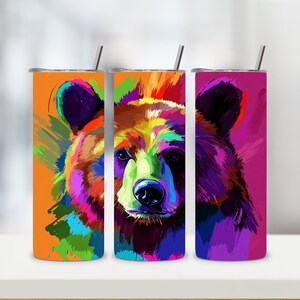 Bear 20oz Skinny Tumbler Wrap, Grizzly Bear Tumbler Wrap, Bear Sublimation PNG, Bear Forest Tumbler Wrap Design, Nature PNG, Mountain PNG
