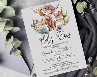 Cow Baby Shower Invite Cow Baby Shower Cow Theme Baby Shower Holy Cow Baby Shower Hyland Cow Baby Sower Cow Baby Shower Invitation
