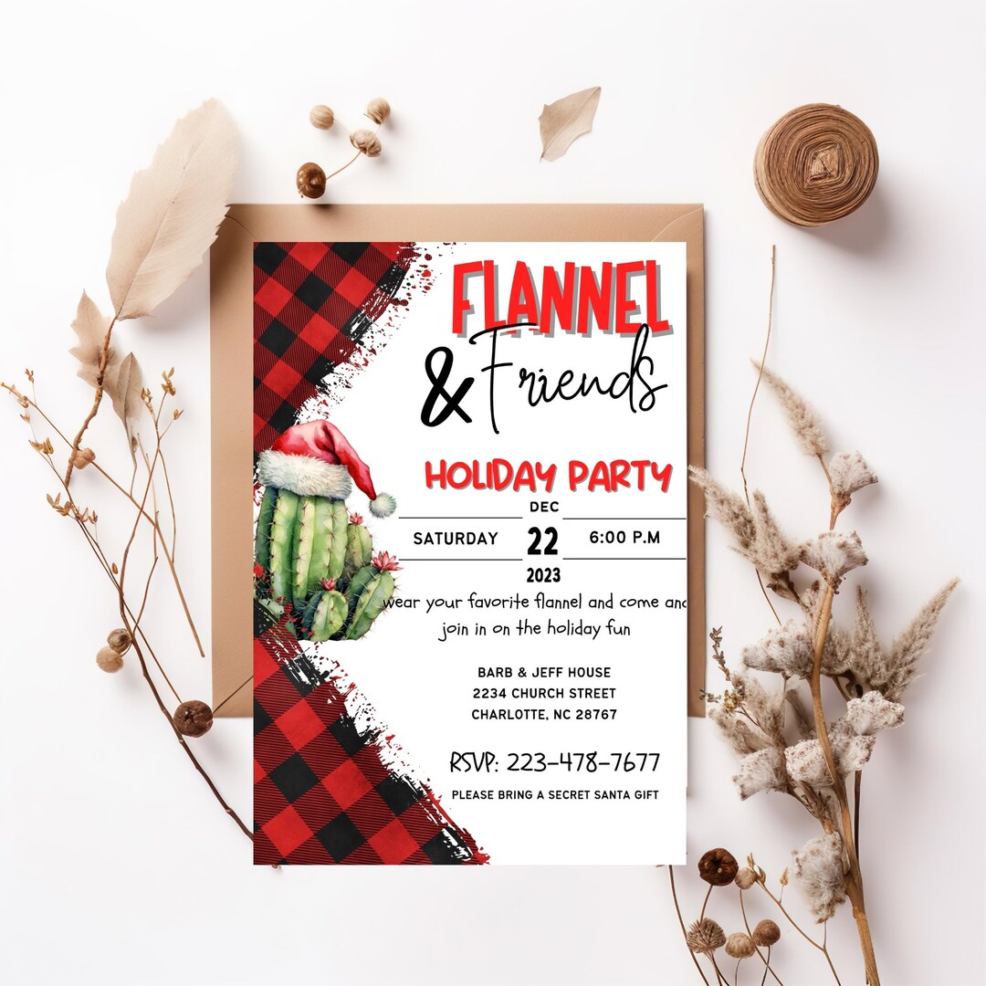 Christmas Flannel Party Invitation, Christmas Fest Party Digital Invite ...