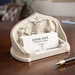 Orthopedic Surgeon Business Card Holder for Desk – Medical Office Card Display for Orthopedist – Professional Gift for Orthopaedic Doctors