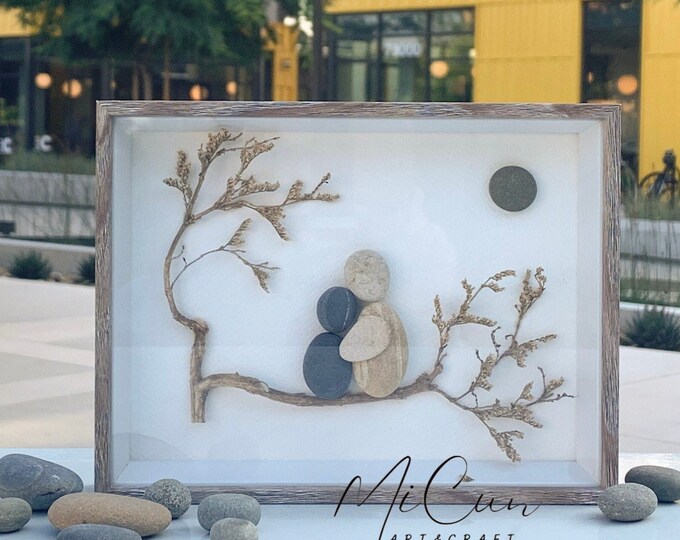 Mum Pebble Art, Mother Day Gift, Pebble Picture Mother, Mum Pebble