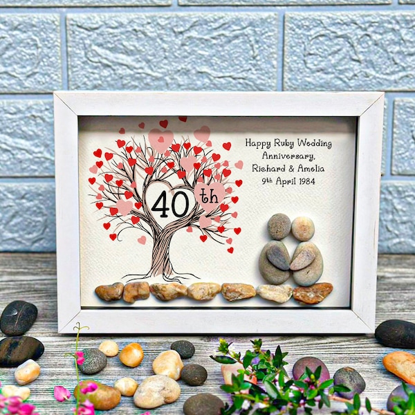 40th Wedding Anniversary, Personalised Pebble, Ruby Anniversary Gifts, Anniversary Gifts 60