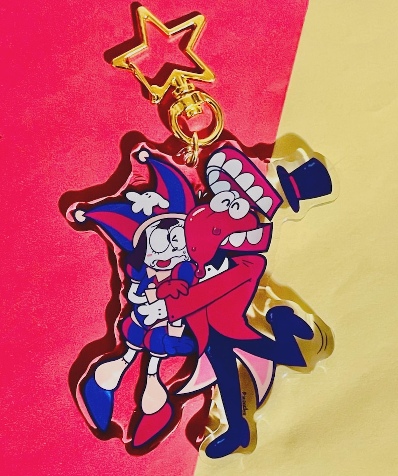 Jester Key Chain Pomni and Caine Acrylic Epoxy Keychain - Etsy