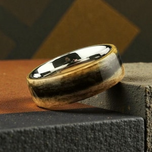 Bentwood Ring: Rare Malabar Ebony, polished Titanium core, wood ring
