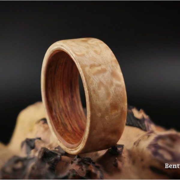 Bentwood Ring: Birdseye Maple, Canarywood core, wood ring