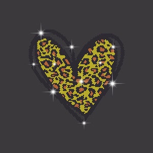 Leopar Heart Rhinestone Pattern, SVG Pattern, Leopar Heart Design, Leopar Heart rhinestone Tamplate