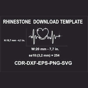 HeartBeat Rhinestone Pattern, SVG Pattern, HeartBeat Design, HeartBeat rhinestone Tamplate