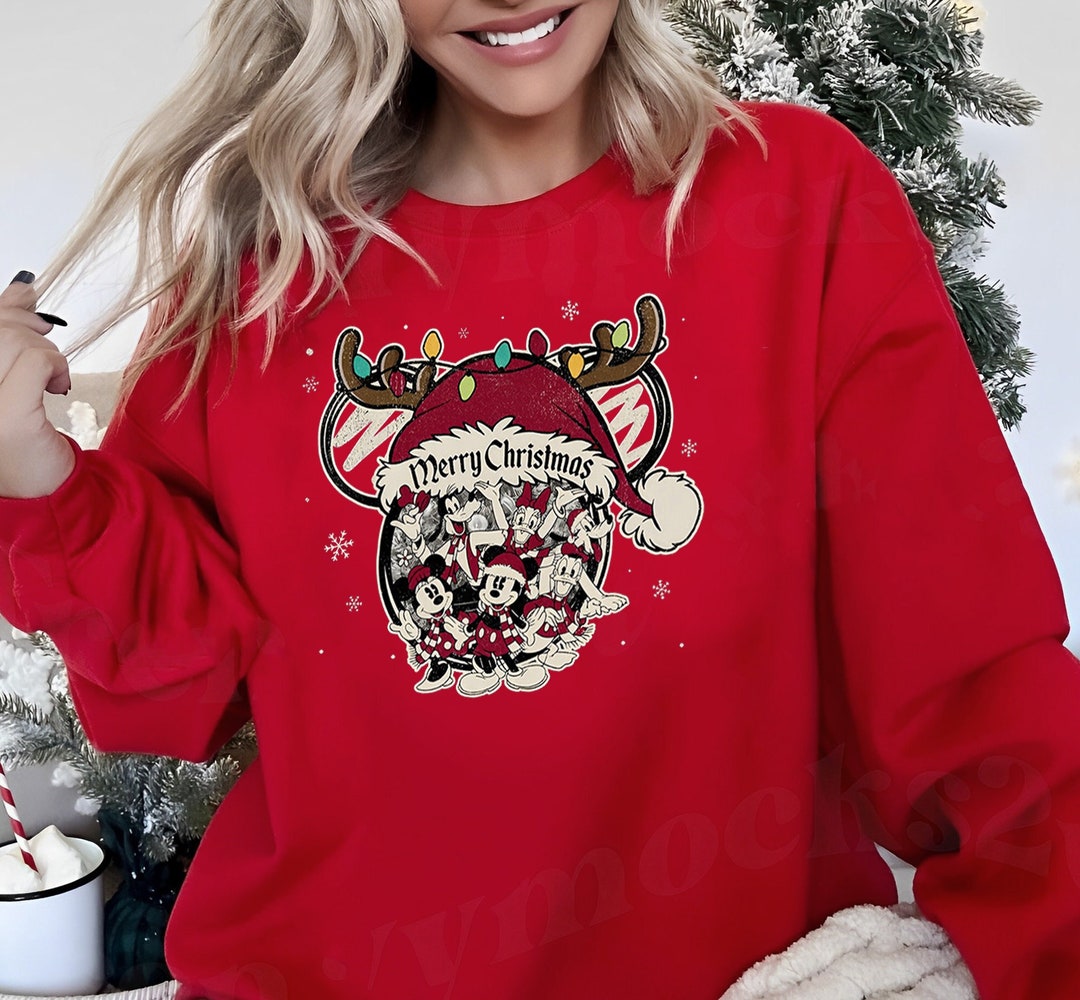 Retro Disney Mickey Merry Christmas Shirt Mickey and Friends Etsy