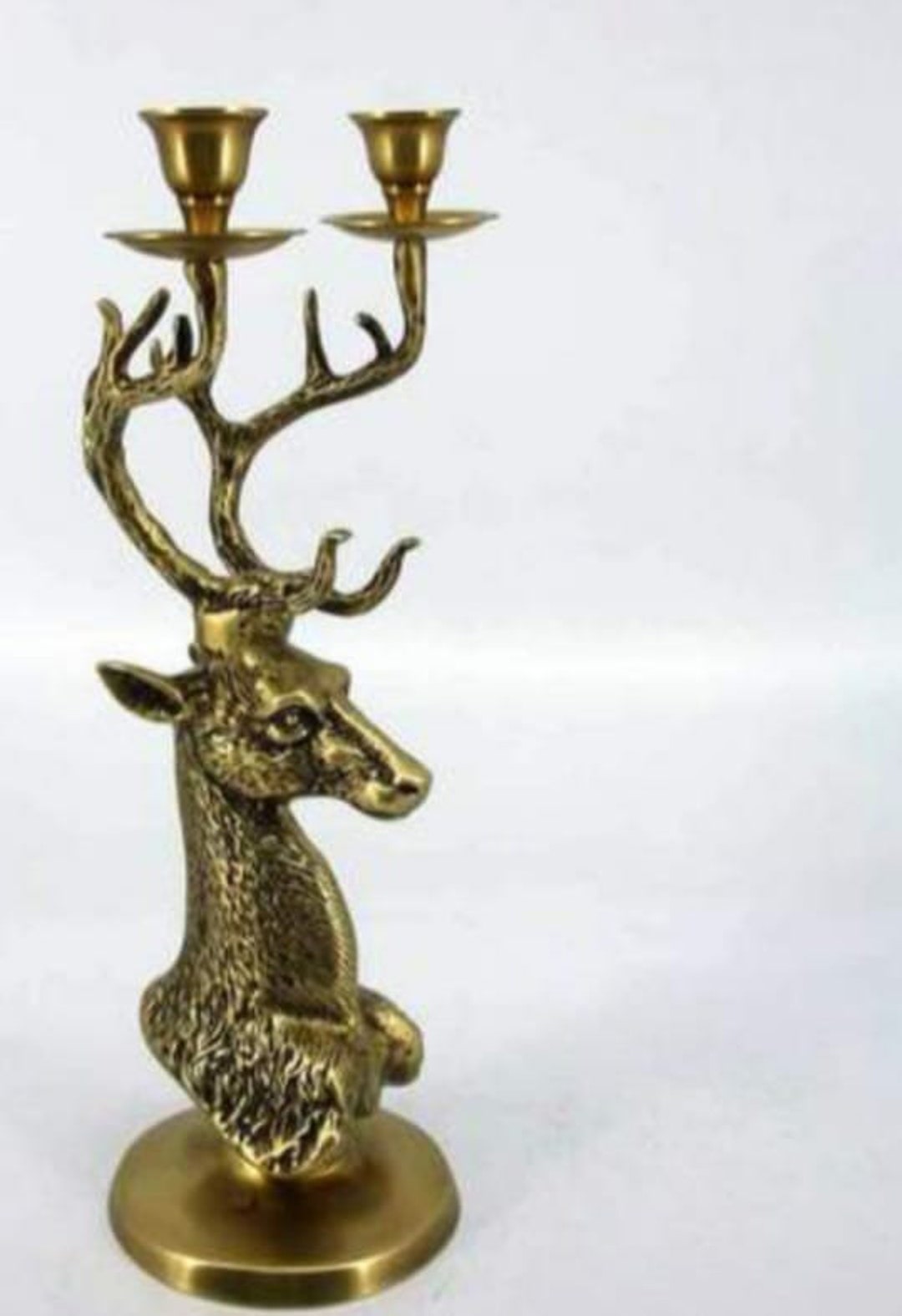 Brass Antiq Deer Head Candle Holder Two Tealoght Candle Holder Vintage