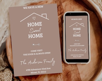 Moving Announcement Template, We've Moved Announcement, New Home Postcard, New Home Electronic Template,  Change of Address Card, Instant