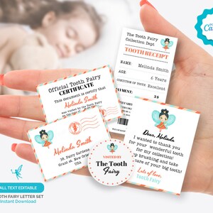 Set Fatina Dei Denti 20 Biglietti A6 Double-Face - Lettera Personalizzata E Ricevuta Ufficiale Per Bambini - Ricordo Magico Per Ogni Dentino Perso