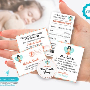 Set Fatina Dei Denti 20 Biglietti A6 Double-Face - Lettera Personalizzata E Ricevuta Ufficiale Per Bambini - Ricordo Magico Per Ogni Dentino Perso