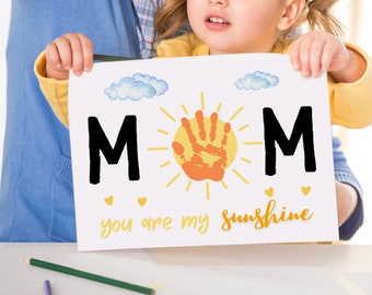 You Are My Sunshine Mom Handprint, Mothers Day Handprint Art, Handprint Keepsake for Mom, Birthday Gift for Mom, Preschool Handprint Art