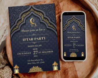 Special Ramadan Iftar Dinner Party Invitation, Editable Iftar Party Invitation, Instant Download, Muslim Dinner Invitation, Phone invitation