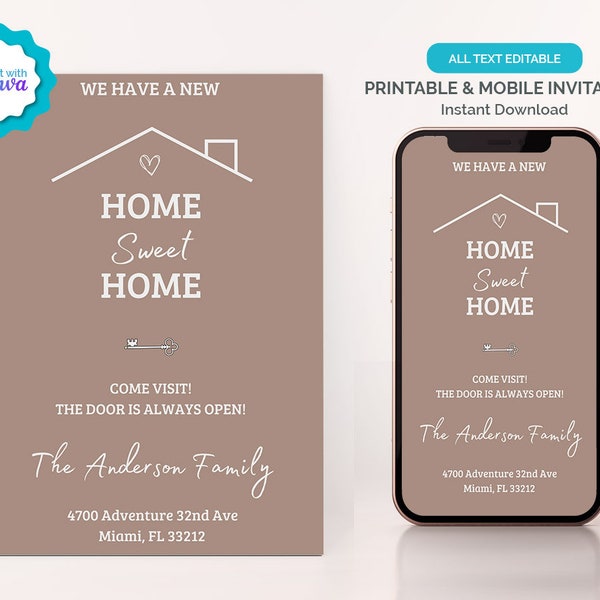 Moving Announcement Template, We've Moved Announcement, New Home Postcard, New Home Electronic Template,  Change of Address Card, Instant