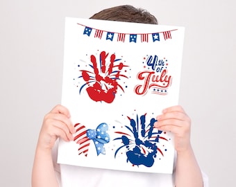 4th of July Handprint Art, 4th of July Preschool Activity, Fourth of July Handprint Craft Printable Template, Teacher Resources