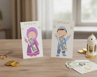 Eid-geldhouder voor meisjes en jongens, Eid-geldkaarten, Eid-geldenveloppen, Eid Mubarak-kaart, cadeaukaarthouder, Eidi Mubarak-feestgunsten