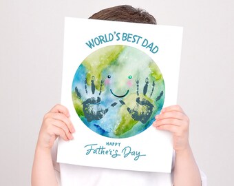 Fathers Day Handprint Art Craft, Kids Handprint Art, Fathers Day Gift, Fathers Day Print, World's Best Dad, Gift for Dad from Kid