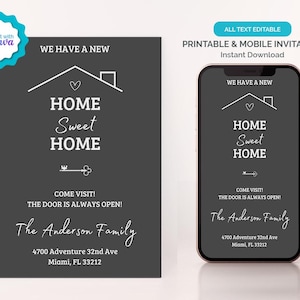 Faire-part de déménagement numérique, Carte Nous avons déménagé, Carte de changement d'adresse, Faire-part personnalisé de nouvelle maison, Modèle simple d'invitation de déménagement