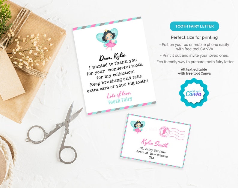Printable Tooth Fairy Letter Kit Template, Pink Tiny Tooth Fairy Note ...
