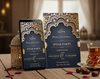 Bewerkbare iftar-dineruitnodiging, Ramadan Iftar-feestuitnodiging, aangepaste moslimuitnodiging, Ramadan Kareem, digitale of afdrukbare uitnodiging