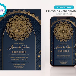 Elegant Iftar Dinner Invitation Editable Template, Iftar Party Invitation, Muslim Invitation, Celebrate Ramadan Invitation, Eid Party Invite