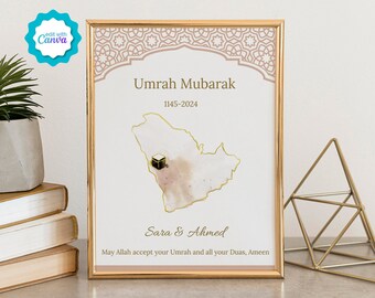 Umrah Mubarak Print, Umrah Poster, Personalized Umrah Print, Eid Decoration, Hajj Mubarak, Kaaba Wall Art, Islamic Digital Printable