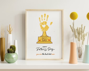 Father's Day Handprint Art Craft, Best Dad Award Handprint, Worlds Best Dad Handprint, Toddler Preschool Activity Card , Father’s Day Gifts