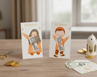 2 Eidi Money Holder, Money holder card, Gift Card Holder, Eid Mubarak Party Favors, Pack of 2, Printable Digital Download Money Card