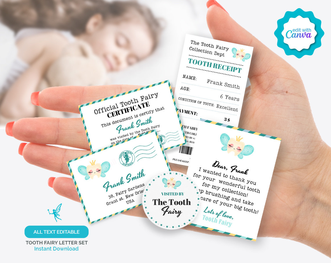 First Lost Tooth Fairy Letter & Receipt Kit, Printable and Editable ...