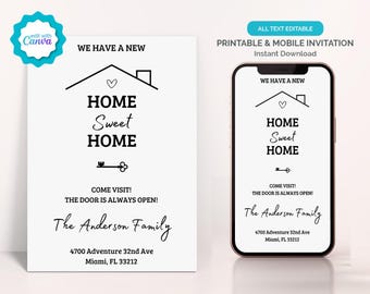 Moving Announcement Digital, Personalized New Home Announcement, Editable New Address Card, Electronic Change of Address Invitation