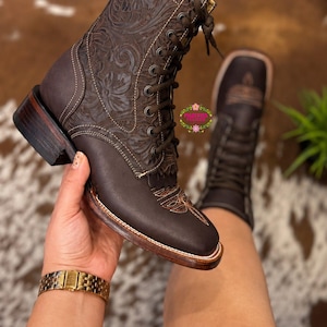 Botas Lacer - Chocolate Leather Tooled Boots